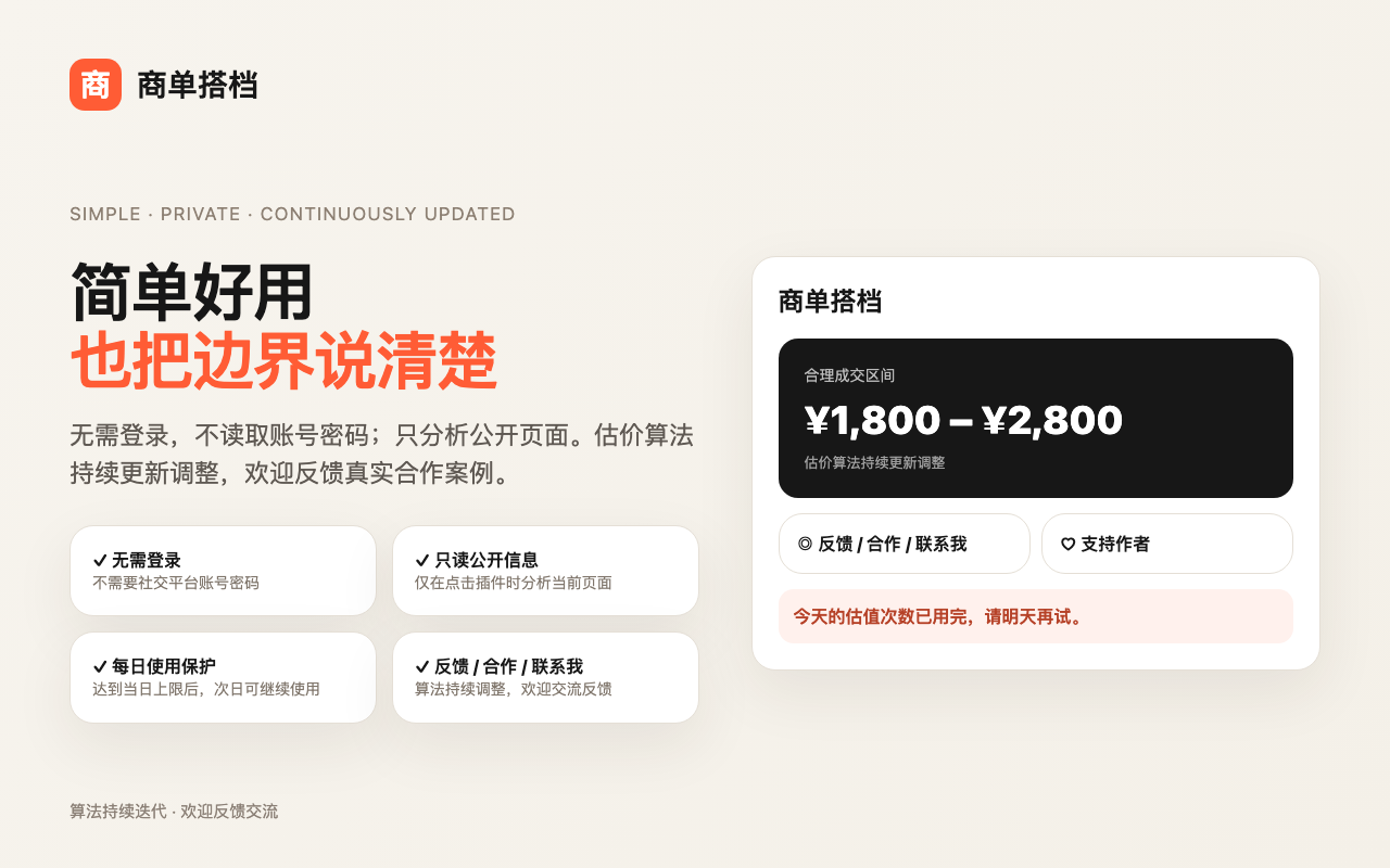 商单搭档浏览器插件隐私说明反馈合作与支持